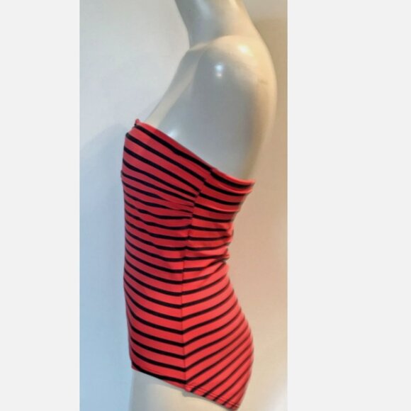 MICHAEL KORS NAVY RED STRIPE ONE PIECE SWIM BATHING SUIT WOMENS SIZE 10 BANDEAU - Picture 8 of 11